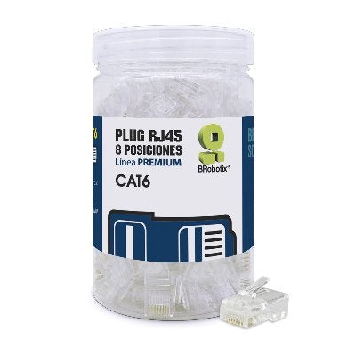 Plugs RJ45 - CAT6, Multifilar, Modular, UTP sólido, Bote c/100 Pzs, Contactos c/Chapa de oro a 30 micras, Transparente, 263861 BROBOTIX Plugs RJ45 - CAT6, Multifilar, Modular, UTP sólido, Bote c/100 Pzs, Contactos c/Chapa de oro a 30 micras, Transparente, 263861 BROBOTIX